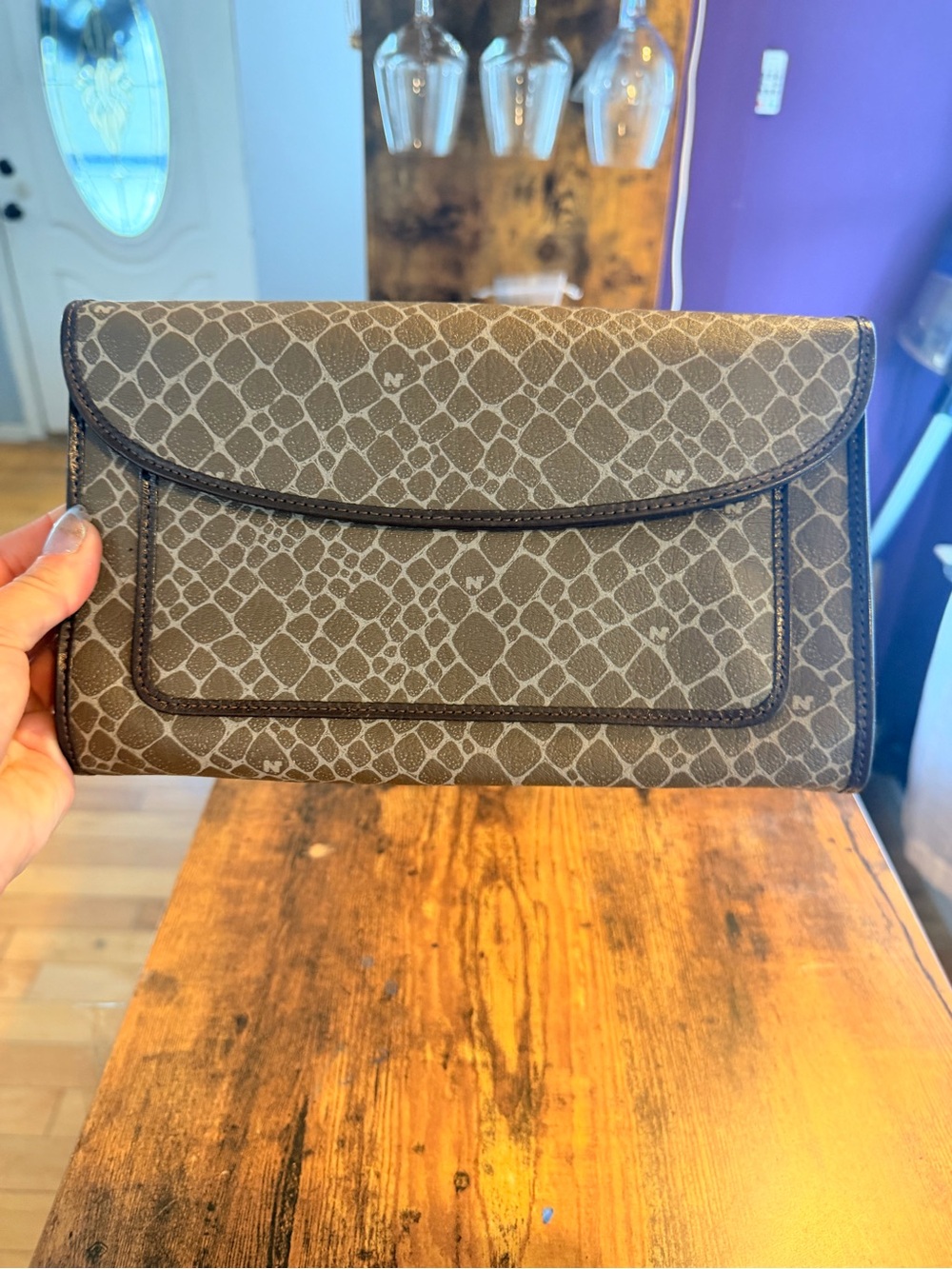Nina Ricci “giraffe” monogram vintage clutch